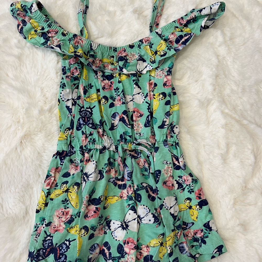 Floral Butterfly Print Kids Romper